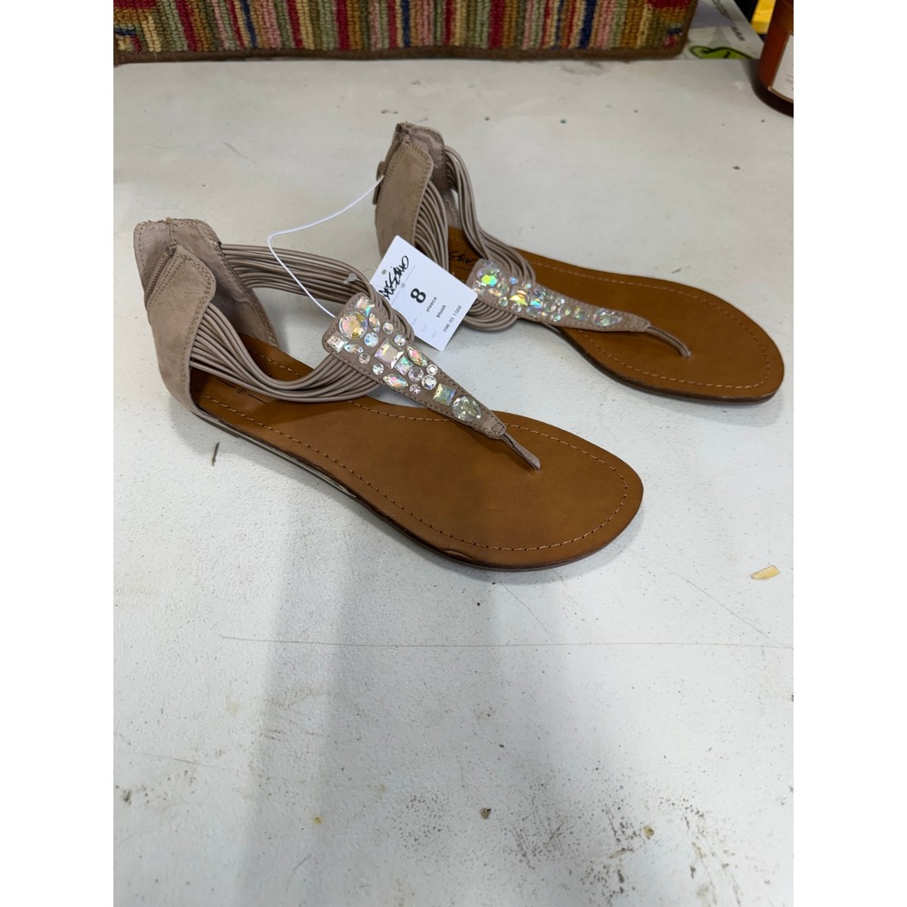 Mossimo Viveca Blush Rhinestone T-Strap Flat Sandals Womens 8 New